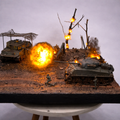 Diorama Terrestre Segunda Guerra Mundial – Combate Blindado em Área Devastada (Miniatura Artesanal)